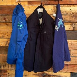 Kids cold weather layering bundle, sized as YS, fits 7-8